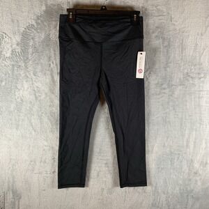 American Fitness Couture Women's Leggings L Black Cropped NWT Gym Yoga‎ Running